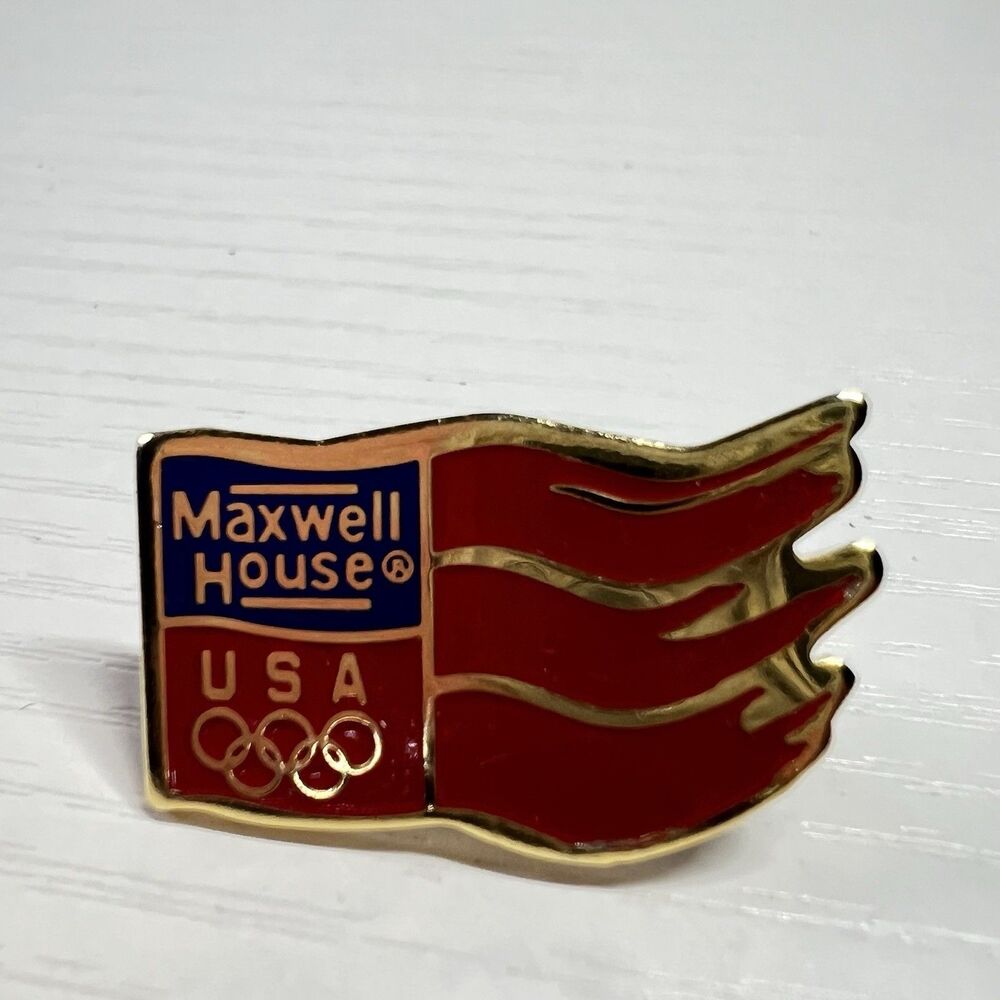 Vintage Maxwell House Coffee USA Olympic Team Flag Pin USOC 36 USC 380 Enamel